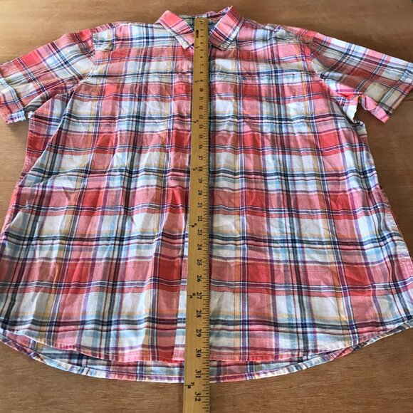 Izod Saltwater Relaxed Classics Shirt Men XL Orange Plaid Button Down Pocket - Picture 4 of 12